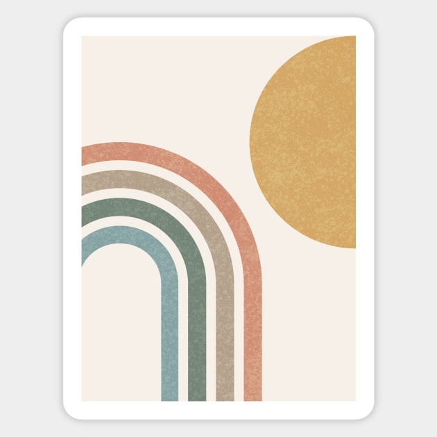 Mid-Century Modern Sun & Rainbow Colorful Sticker by moonlightprint